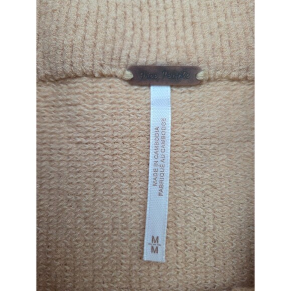 Free People Ottoman Slouchy Mock Neck Long Sleeve Tunic Sweater Apricot Yellow M - Picture 3 of 6